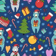 Merry Christmas and Happy New Year colorful seamless background N3