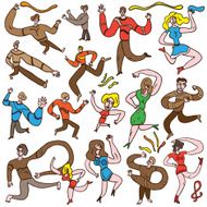dancing people - cartoons set