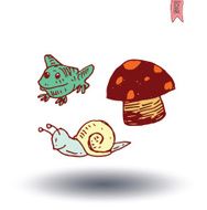 garden icon mushroom Hand drawn vector illustration N2