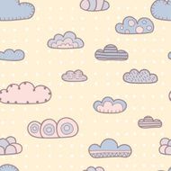 Seamless pattern with hand drawn doodle clouds