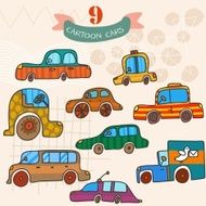 Vector set of car in cartoon style Collection bright colors