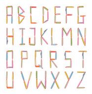 Wood pencil alphabet style hand drawn Vector illustration