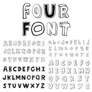 Set of four sketch font Hand drawn Vector N2