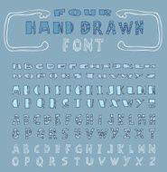 Set of four sketch font Hand drawn Vector N3