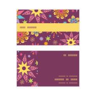 Vector colorful stars horizontal stripe frame pattern business cards set