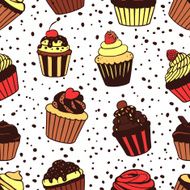 Seamless pattern with sweet cupcakes