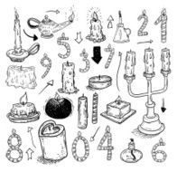 collection of candles candles icons drawn vector illustration