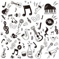 Hand drawn music icon set