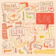 speech bubbles icons doodle set Hand drawn vector illustration