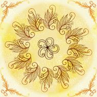 Hand drawn circular beige ornament