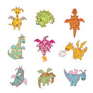 cartoon fire dragon icon set N2