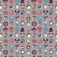 seamless pattern with christmas sketch drawing