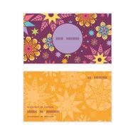 Vector colorful stars vertical round frame pattern business cards set