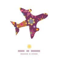 Vector colorful stars airplane silhouette pattern frame