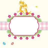 Cute yellow giraffe with a flower