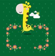 Cute yellow giraffe with a flower N2