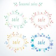Set of cute doodle sale banners Vector illustration