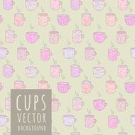 Vector seamless pattern with cups