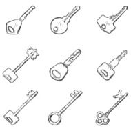 Vector Set of Sketch Keys Icons