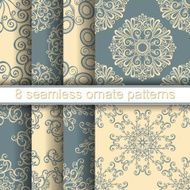 Vector Set of 8 Seamless Ornate Patterns N2