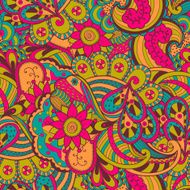 Seamless abstract hand-drawn flower pattern