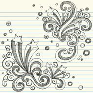 Shooting Stars Sketchy Doodles Vector Illustration