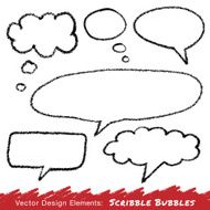 Scribble speech and thought bubbles hand drawn in pencil