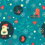 Christmas pattern in winter style with snowman