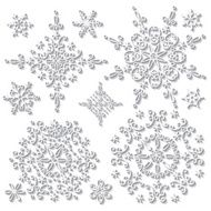 Snowflake with long shadow Winter doodle set