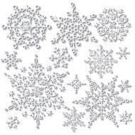 Snowflake with long shadow Winter doodle set N2