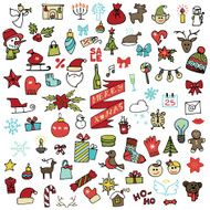 Christmas new year icons set Colored Doodle sketchy N3