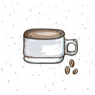 Vector coffee cup with grains