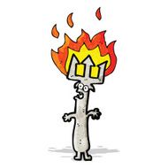 cartoon flaming fork