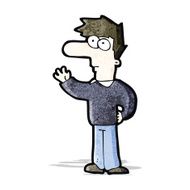 cartoon man with big nose waving