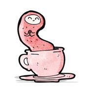 cartoon little monster in tea cup