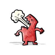 cartoon man breathing out