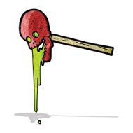 gross skull on stick cartoon