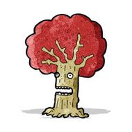 cartoon frightened tree