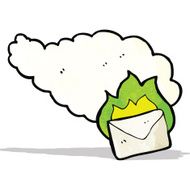 cartoon flaming letter