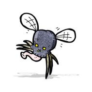 cartoon spooky skull fly
