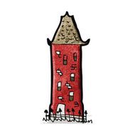 cartoon tall old building