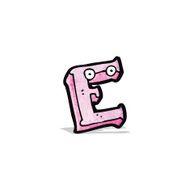 cartoon letter e with eyes