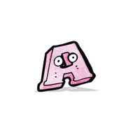 cartoon letter a with eyes