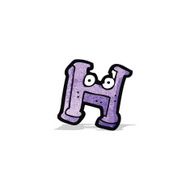 cartoon letter h with eyes