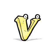 cartoon letter v with eyes