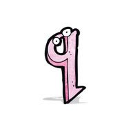 cartoon letter q with eyes N2