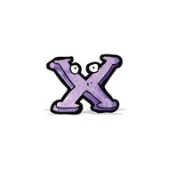 cartoon letter x with eyes N2