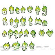 cartoon flaming green letters alphabet N2