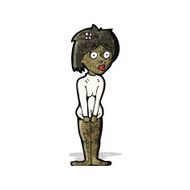 cartoon embarrassed woman