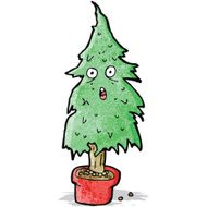 cartoon ragged old christmas tree N2